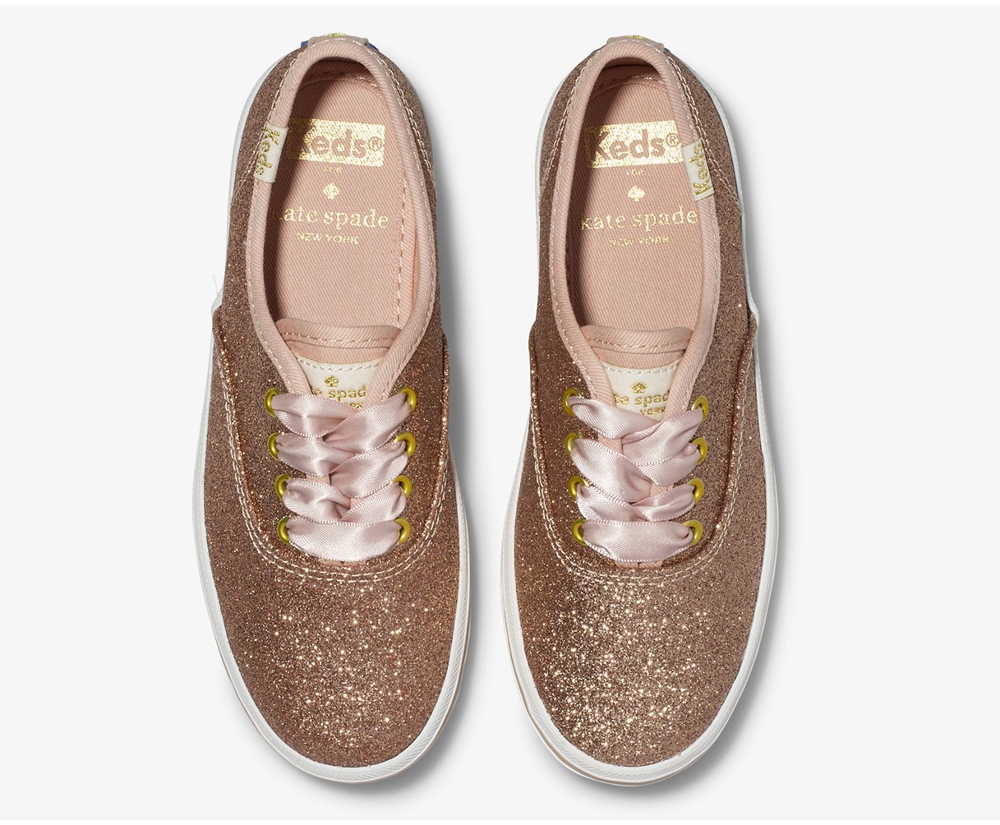 Keds Sneakers Rose Gold - Kate Spade new york Champion Glitter - Kids ZIEUQG-106